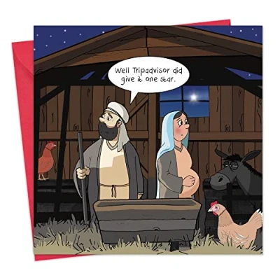 Image of Twizler Merry Christmas Card with Trip Advisor Happy Xmas Funny Womens for Her Female Mens Him Male