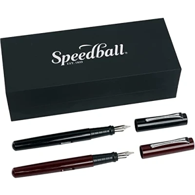 Image of Speedball Calligraphy Fountain Dip Pen Gift Set, 2 Pens, Nibs, Ink Cartridges, Calligraphy, Writing, Lettering, Art, Craft, Artists, Hobbyists, Enthusiasts