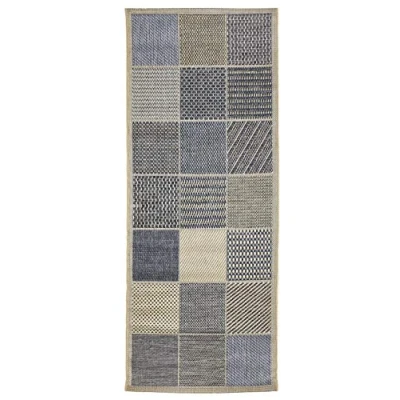 Image of andiamo Clyde Short Pile Woven Rug without Box Design Beige/Blue 80 x 200 cm