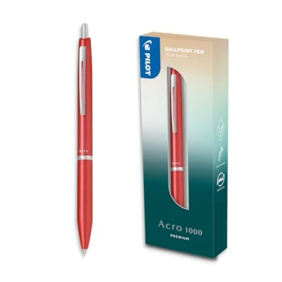 Image of PILOT Acro 1000 premium Ballpoint Pen in Coral Pink Gift Box Ultra Smooth Ink for Unmatched Writing Fluidity Refillable and retractable Black Medium Tip