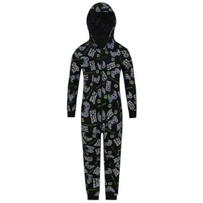 Image of ThePyjamaFactory Boys I Paused My Game To Be Here Gaming Sleepsuit (7 8 Years) Green