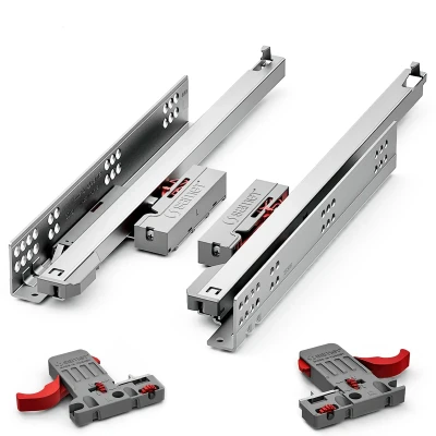 Image of Push to Open Drawer Runners Undermount Full Extension Up 19mm Side 40kg Load Capacity 400mm
