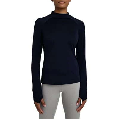 Image of TCA Women&#039;s SuperThermal Long Sleeve Performance Base Layer Running Training Workout Top Mock Neck with Thumbholes Night Sky, S