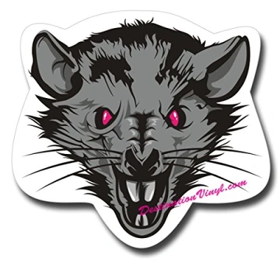 Image of 2 x Glossy Vinyl Stickers Evil Scary Rat Laptop Decal #0102 (As Shown.)
