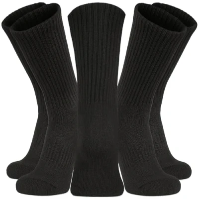 Image of Kensington Men Sport Socks Size 6 11 Black 10 pairs Thick Cotton Cushion Crew Compression Ankle Large Pack For Under Trainer Blister Armour