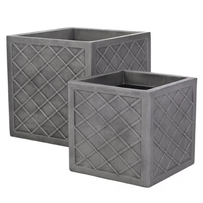 Image of Lazio Pewter Large 38cm Square Planter