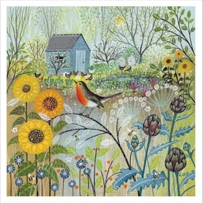 Image of Woodmansterne Birthday/Blank Card for Men/Women General Male/Female Sunflower Spot by Lucy Grossmith Eco Friendly and Recyclable