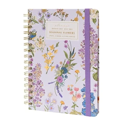 Image of Grupo Erik: Official Kokonote Seasonal Flowers Diary 2022 2023 Back To School 12 Months Academic Week View A5 August July Mid Year With Stickers