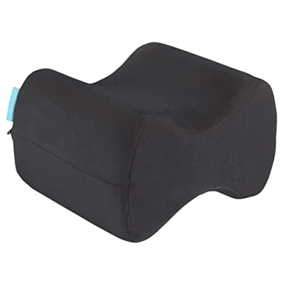 Image of bonmedico Ergonomic Knee Pillow for Sleeping on Side, Cushion Pain, Memory Foam Leg Pillow, Support Bed, Black