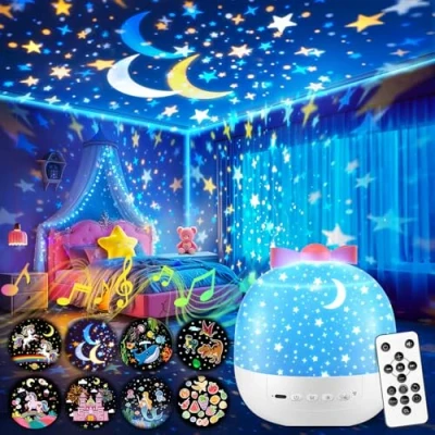 Image of Sensory Lights Night Light Projector+15 Films,144 Lighting Modes+10 White Noises Baby Projector,Remote+360Rotating Girls Projector,Unicorn