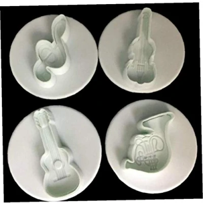 Image of Lankater Music Note Plastic Cookie Plunger Cutters Pastry Chocolate Candy Stamping Molds Biscuit Baking Gadgets 4pcs/set