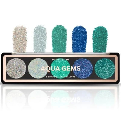 Image of Profusion Cosmetics 5 Shade Gems Glitter Palette, Unleash Your Inner Sparkle with Vibrant Pressed Glitters and for Effortless Glam, Raise Look Richly Pigments