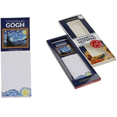Image of Carmani Magnetic Notepads for Refrigerator, To Do list, Shopping Notepad Grocery List printed with Vincent van Gogh, The Starry night