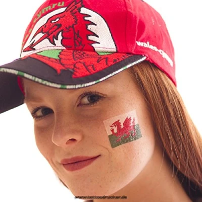 Image of 25 x Wales Flag Tattoo Fan Set European Championship 2021 Temporary Body (25)