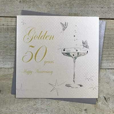 Image of WHITE COTTON CARDS Golden Happy 50 Years Anniversary Handmade Card, bd150c