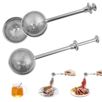 Image of SyiXute 2 Pcs Long Handle Tea Ball,Stainless Steel Strainer,Reusable Fine Mesh Interval Diffuser,Tea Strainer Ball for Loose Leaf Brewing