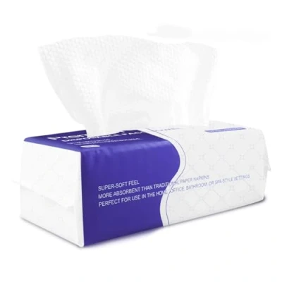 Image of Disposable Face Towel 60 Count Cotton Tissue Dry Wipes Cloths for Women, Ultra Soft CleanTowels Washing Face, Makeup Removing 20x20cm (Pearl Pattern)