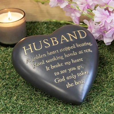Image of Thoughts of you Husband Heart Shaped Remembrance Graveside Memorial Ornament