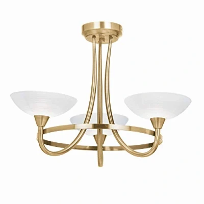 Image of Colton Decorative Contemporary Antique Brass G9 LED Compatible Ceiling Light with 3 White Painted Glass Shades