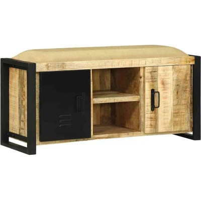 Image of vidaXL Bench Cabinet 100x35x50 cm Solid Wood Rough Mango
