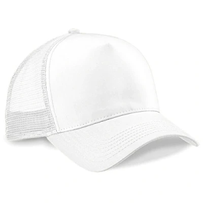 Image of Beechfield White Mesh Baseball Cap One Size
