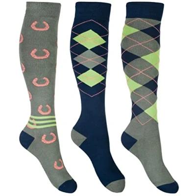 Image of HKM Sock Cardiff Navy/Olive Green 2.5