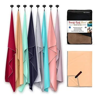 Image of Snug Rug Microfibre Beach Towel Extra Large XL 200 x 90cm Super Absorbent Quick Drying Lightweight Sand Proof Beige