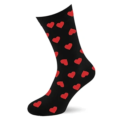 Image of AKH® Valentine&#039;s Men&#039;s Socks UK one size (6 10) Adults Mens Heart Design Comfortably Keep Feet Warm and Snug