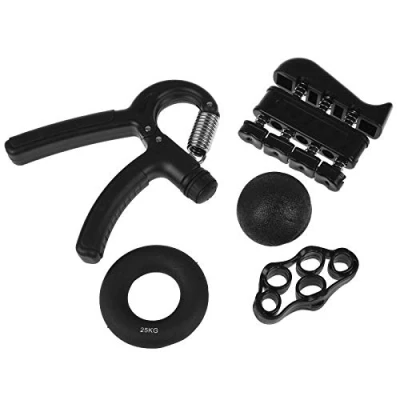 Image of ASAB 5pc Hand Grip Strengthener Kit Set Wrist Forearm Muscle Fitness Exercise Ring Exerciser Finger Training Adjustable Stress Relief Grips