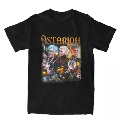 Image of HANGCHANG Baldur s Gate 3 Astarion Fan Gamer Shirt BG3 Shadowheart Accessories T Shirts Cotton Black