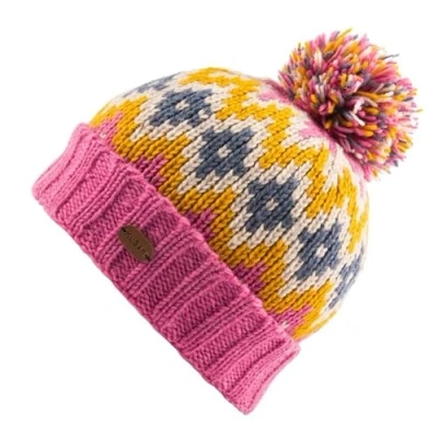 Image of Kusan 100% Wool Knit Bobble Beanie Hat with Full Fleece Lining (Unisex, Men, Women) (Pink (2201))