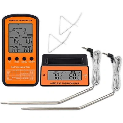 Image of INCHOI Wireless Digital Electric Cooking Food Meat Thermometer, Remote Alarm Monitor, Oven Temperature Gauge with Dual Probe Sensor for Grill, Barbecue, Roast, Bake, Smoker, Turkey.