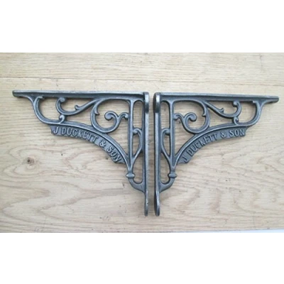 Image of Ironmongery World 6&quot; Pair J Duckett Antique Vintage Cast Iron Shelf Bracket Sink Toilet Cistern
