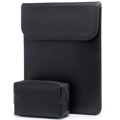 Image of HYZUO 15 16 Inch Laptop Sleeve Case for MacBook Pro M3/M2/M1 A2991 A2780 A2485 A2141 2024 2019, 2015 2012, XPS 15, with Pouch, Black