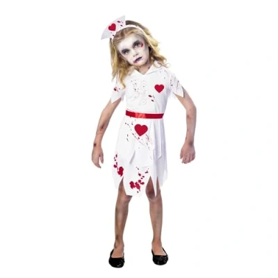 Image of amscan 9902684 Kids Halloween Zombie Nurse Girls Fancy Dress Costume Age: 11 12 Years
