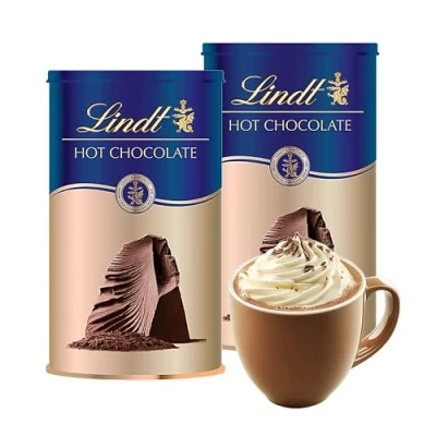 Image of Topline Lindt Hot Chocolate Drink Bundle Blend Your Own Vegan Sip Pack of 2 x 300g. Ideal Christmas Gifts, Secret Santa Surprise or Gift Stocking Fillers with Card.