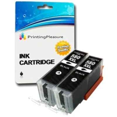 Image of 2 PIGMENT BLACK Compatible PGI 580XXL PGBK Printer Ink Cartridges for Pixma TR7550, TS6151, TS6251, TS6350, TS6351, TS705, TS8152, TS8251, TS8252, TS9550, TS9551, TS9551C 580PGBK XXL