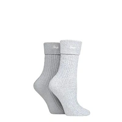 Image of Women&#039;s 2 Pair Jeep Super Soft Turn Over Top Polyester Boot Socks Slate / White 4 8 Ladies