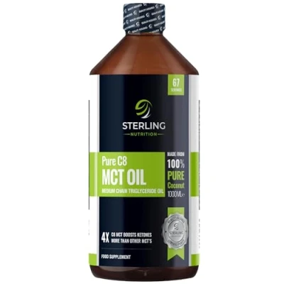 Image of Premium 99.7% Pure C8 MCT Oil 100% Coconut Boosts Ketones 3X More Than Other MCTs for Keto Diet &amp; Bulletproof Coffee Vegan Friendly 1000ml Made by Sterling Nutrition