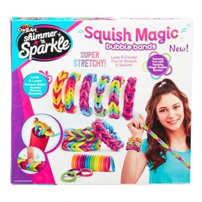 Image of Shimmer n Sparkle Squish Magic Bubble bands Loom band making kit, friendship bracelets crafting toy Rubber set
