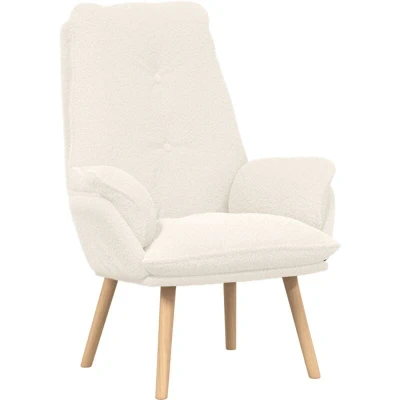 Image of Relaxing Chair Cream Curly Wool like Fabric vidaXL