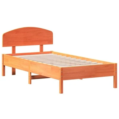 Image of vidaXL Bed Frame without Mattress Wax Brown 75x190 cm Small Single Solid Wood Pine