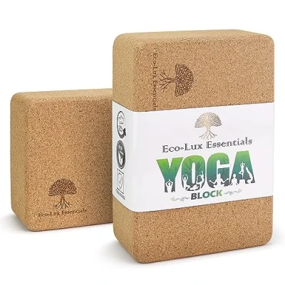 Image of Cork Yoga Block Sustainable with Non Slip Surface, Exercise Accessory for Yoga, Pilates and General Fitness (Pack of 2)