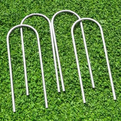 Image of FORZA Steel Football Goal Post Anchors Heavy Duty U Pegs for PVC Goals (8&quot; Long (6mm), Pack of 2)