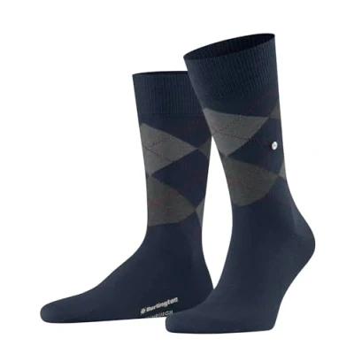 Image of Burlington Edinburgh Rautenmuster Argyle CLIP ONE SIZE 4046 Socks, Men&#039;s, Size: 7,5 11, Marine