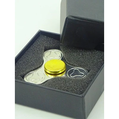 Image of Christmas Concepts® Metal Tri Round Hand Fidget Spinner Stress Reducer, Relief, Autism Silver and Gold Design