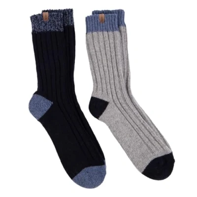Image of Mens 2 Pair Totes Chunky Twist Thermal Boot Socks Navy / Grey 8 11