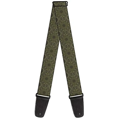 Image of Buckle Down Guitar Strap Tapestry Charcoal Olive 2 Inches Wide