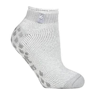 Image of HEAT HOLDERS Ladies Low Cut Ankle Slipper Socks with Non Slip Rubber Sole (4 7, Silver Grey (Pisa))