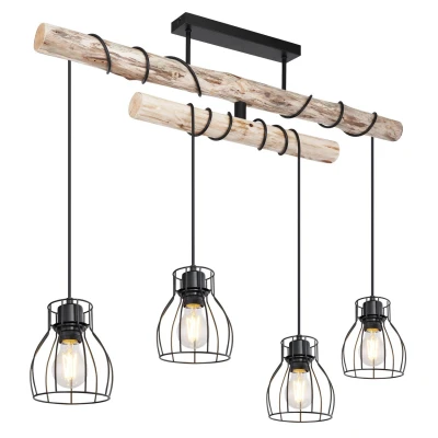 Image of Mina Bar Pendant Ceiling Light Matt Black 4x E27